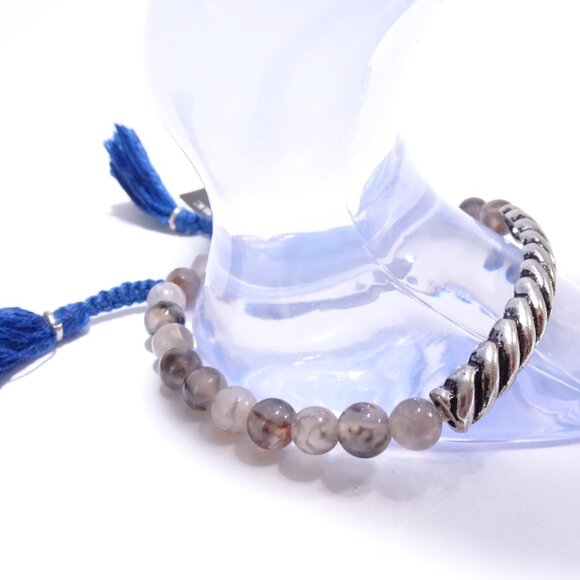 NWT Banana Republic Silver Twisted Tassel Bracelet BLUE NWT 45.00 - Picture 6 of 6